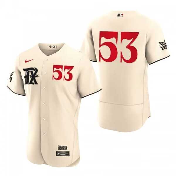 Mens Texas Rangers #53 Adolis Garcia Cream 2023 City Connect Flex Base Stitched Baseball Jersey Dzhi->texas rangers->MLB Jersey
